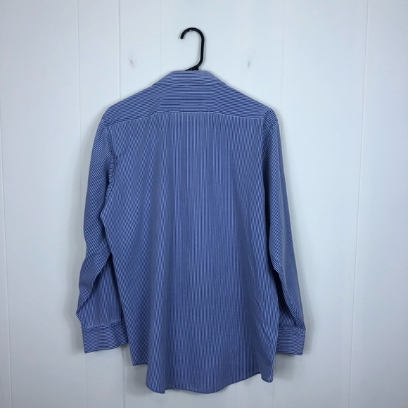 Vintage Blue White Pinstripe Button Down Sz L - Picture 9 of 9